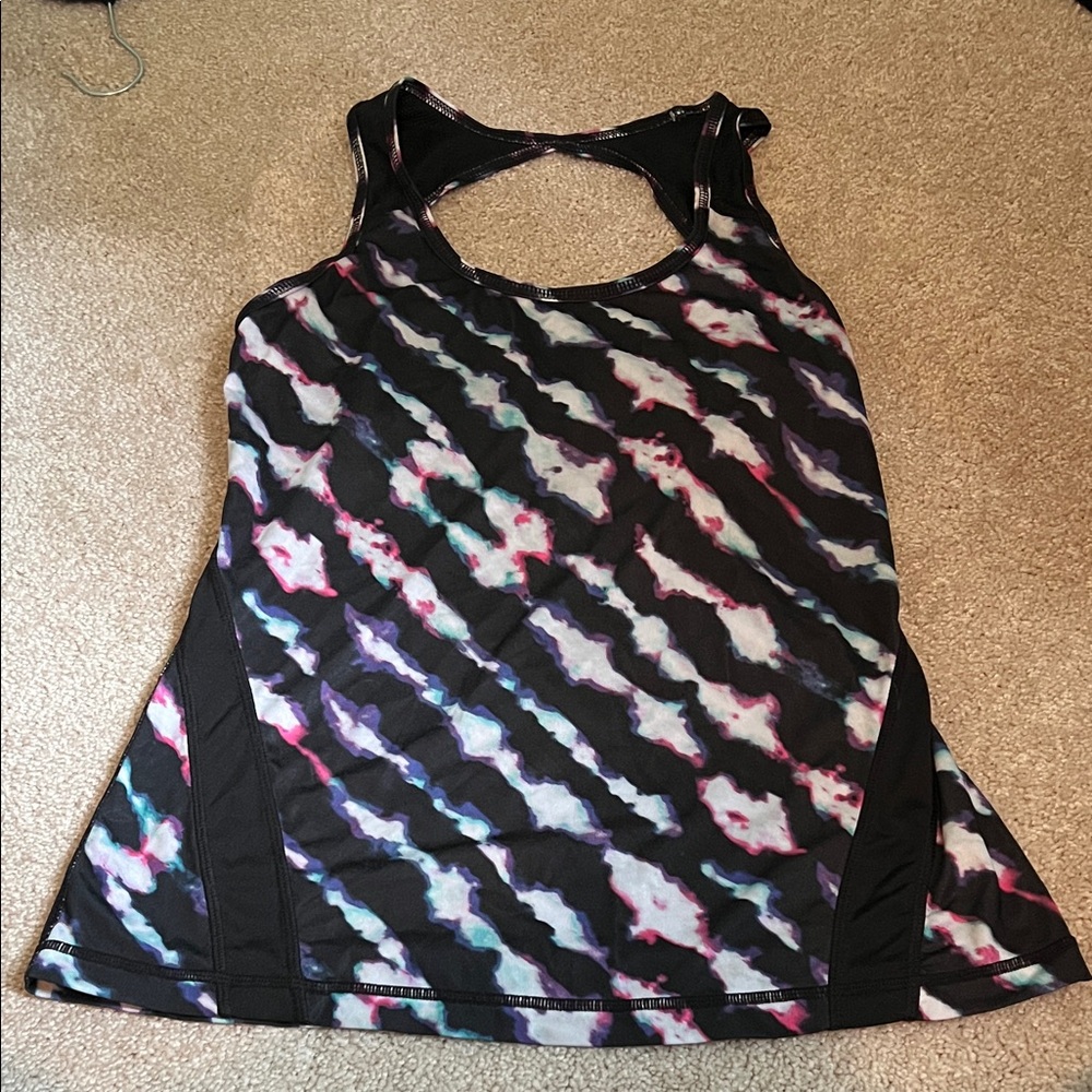 Vibrant Women's Black and Tie Dye Tank Top